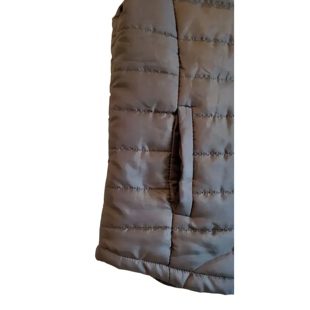 Say What ? Women's Size S / M Quilted Vest Olive Green Full Zip Pockets Bust 34